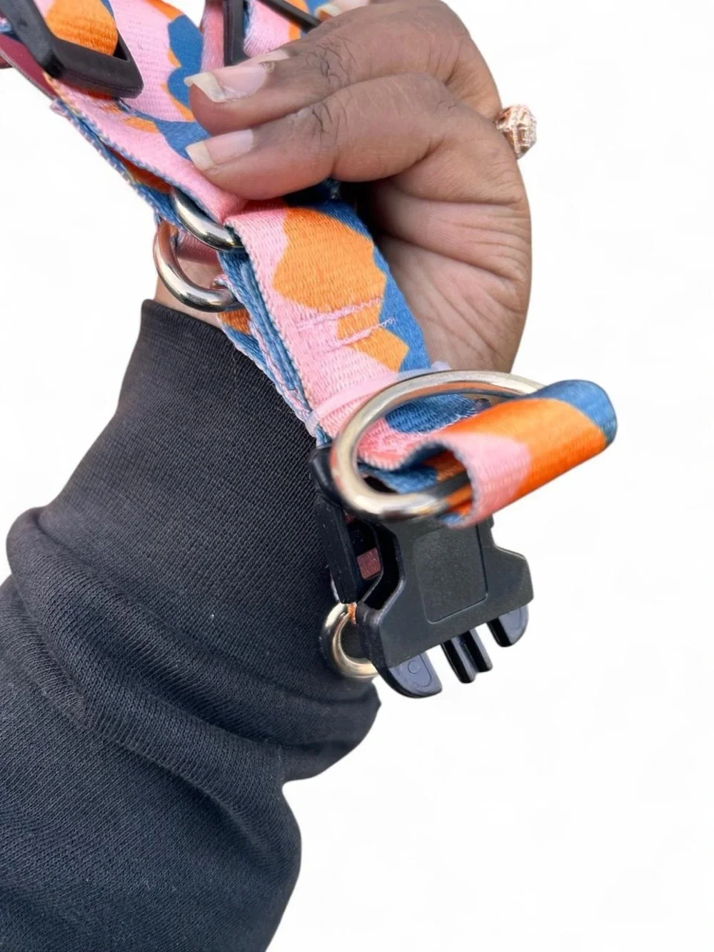Greenbrier Kennel Club Adjustable Dog Harness L Pink Blue Orange Abstract Retro